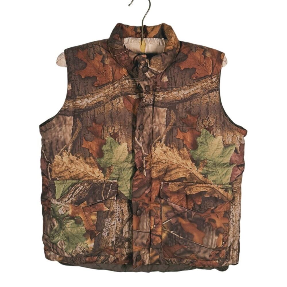 Cabela's Kids Camouflage Hunting Puffer Vest Goose Down Size M Brown Outdoors